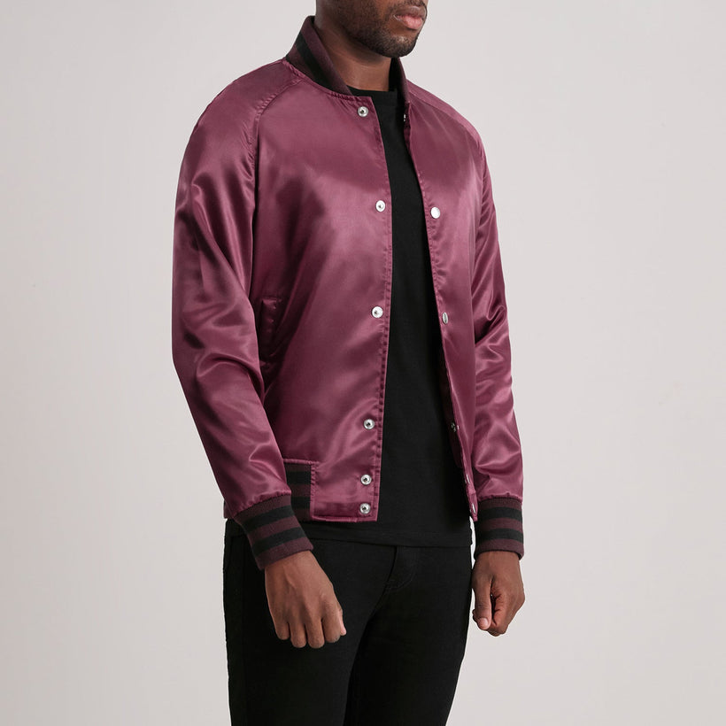 Xander Maroon Varsity Leðurjakki fyrir karla