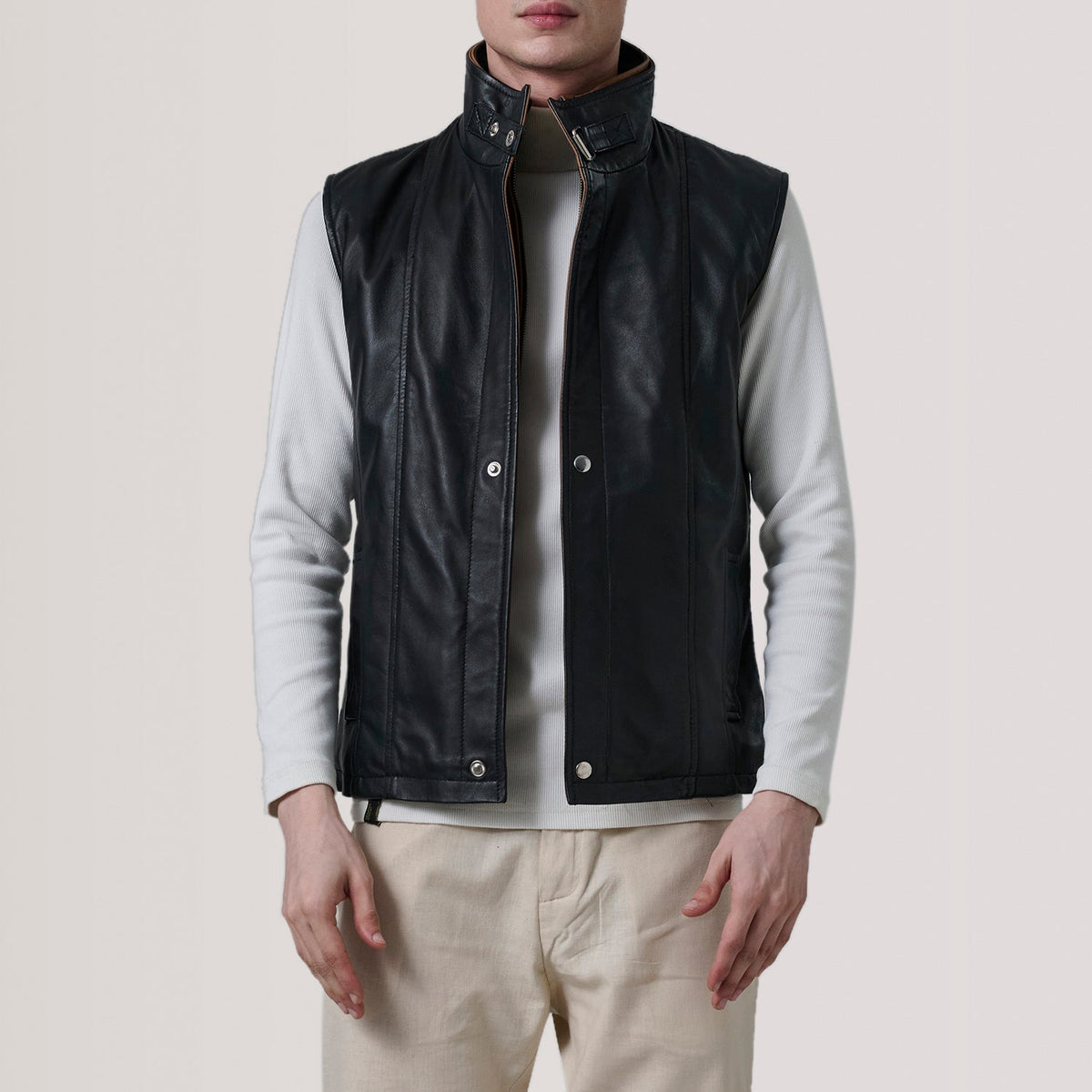 Zane Grey Suede Vest For Men in Grey Goatskin Suede - Front Profile View &amp; Tailored Silhouette | Buy Online